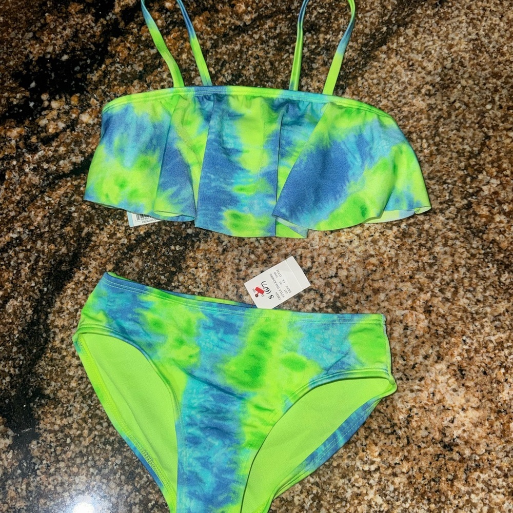 Cat & Jack Vibrant Blue and Green Bikini - Picture 2 of 4